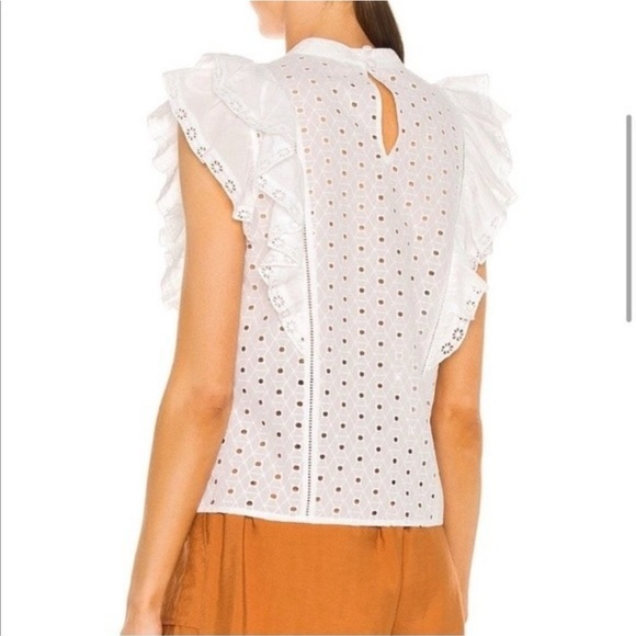 Veronica Beard Jie Eyelet and Lace Top in White - Picture 3 of 10